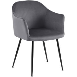Silla de comedor Jaysie de terciopelo gris oscuro