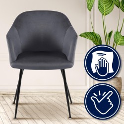 Silla de comedor Jaysie de terciopelo gris oscuro