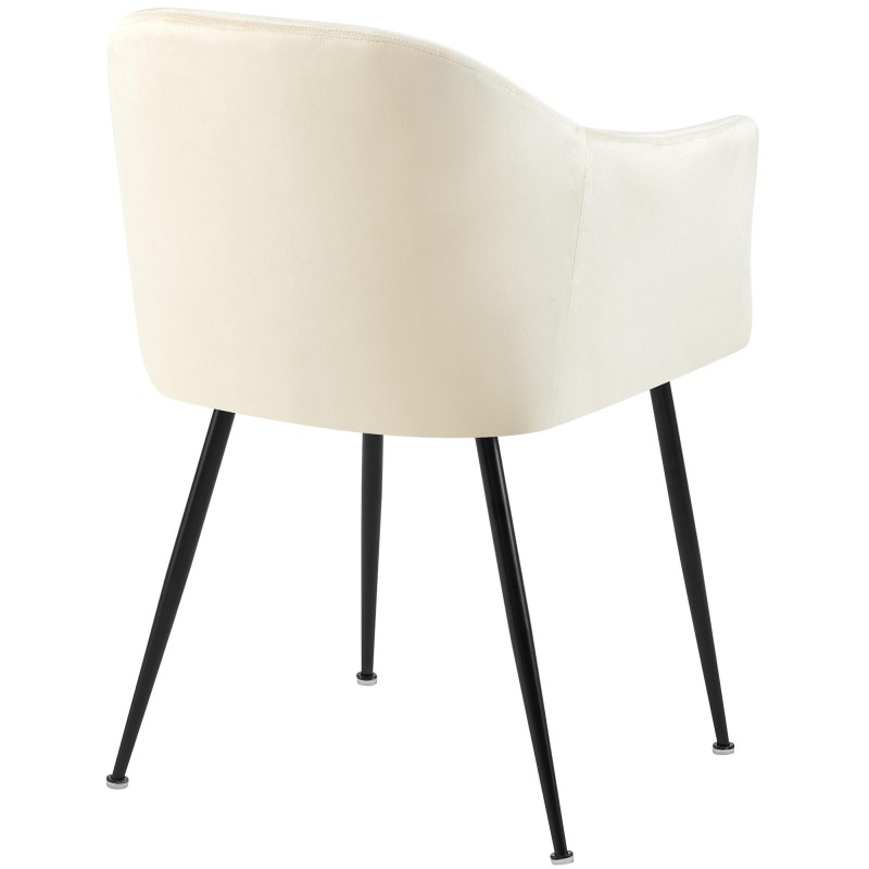 Silla de comedor Jaysie de terciopelo color crema