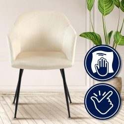 Silla de comedor Jaysie de terciopelo color crema