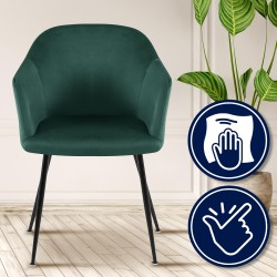 Silla de comedor Jaysie de terciopelo verde oscuro