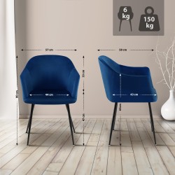 Silla de comedor Jaysie de terciopelo azul oscuro