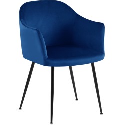 Silla de comedor Jaysie de terciopelo azul oscuro