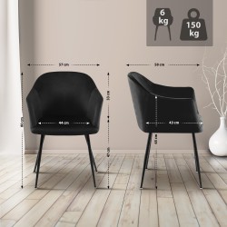 Silla de comedor Jaysie de terciopelo negro