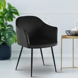 Silla de comedor Jaysie de terciopelo negro