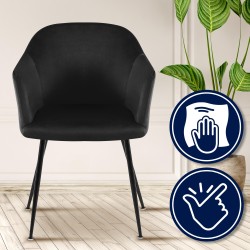 Silla de comedor Jaysie de terciopelo negro