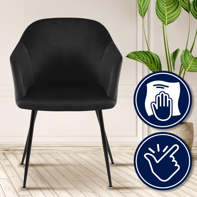 Silla de comedor Jaysie de terciopelo negro