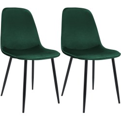 Juego de 2 sillas de comedor Maryam en terciopelo verde