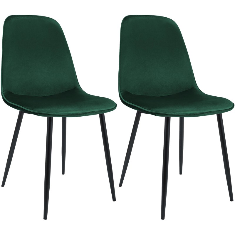 Juego de 2 sillas de comedor Maryam en terciopelo verde