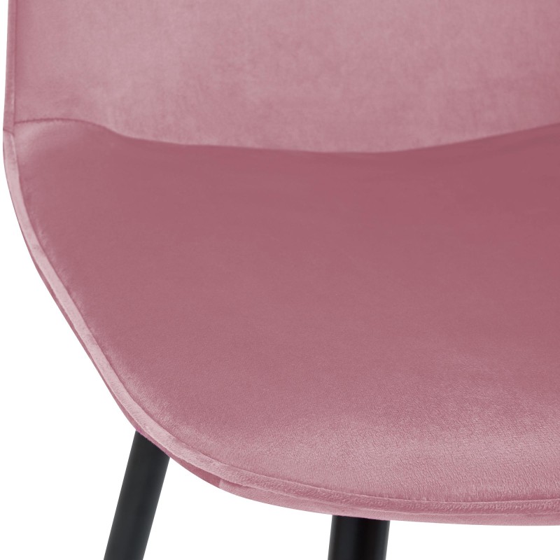 Silla de comedor Maryam en terciopelo rosa