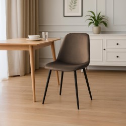 Silla de comedor Maryam de terciopelo marrón