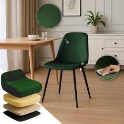 Silla de comedor Maryam de terciopelo verde Silla de comedor Maryam de terciopelo verde