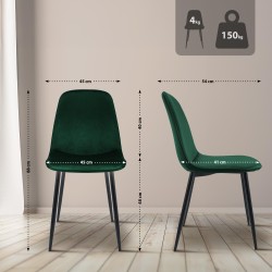 Silla de comedor Maryam de terciopelo verde Silla de comedor Maryam de terciopelo verde