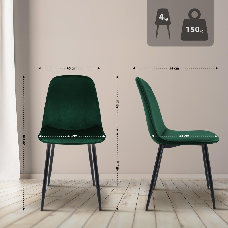 Silla de comedor Maryam de terciopelo verde