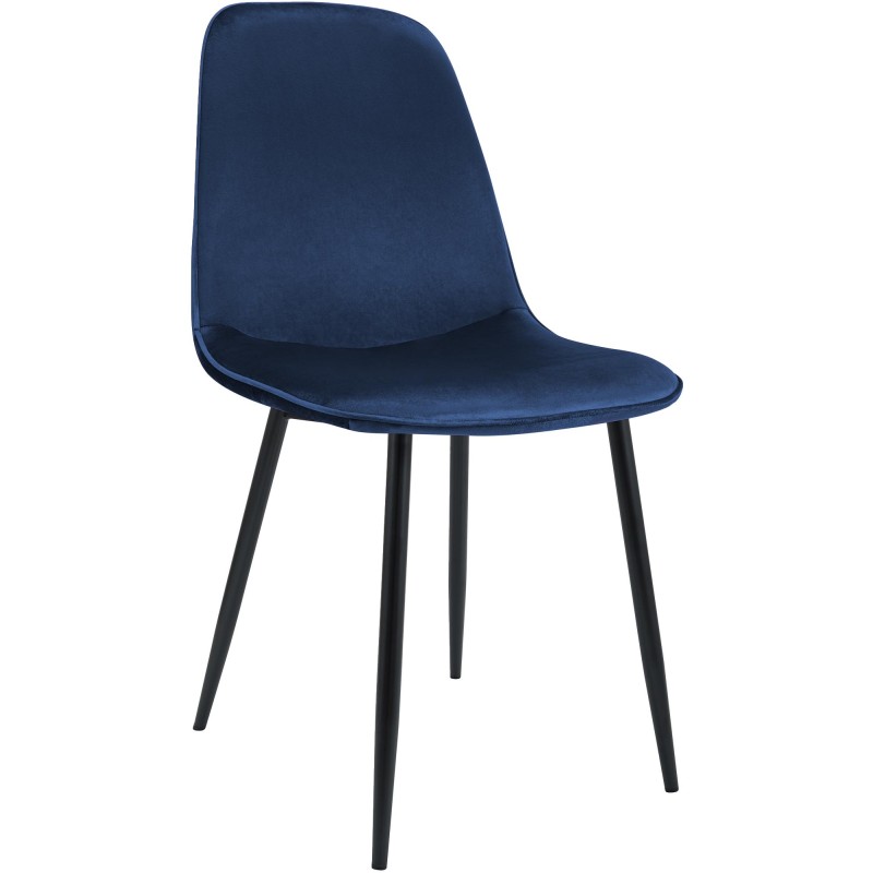 Silla de comedor Maryam en terciopelo azul oscuro