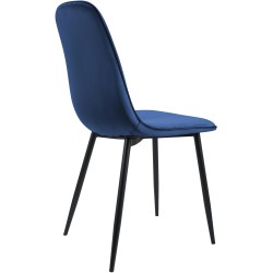 Silla de comedor Maryam en terciopelo azul oscuro