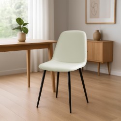 Silla de comedor Maryam en tela color crema