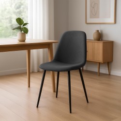 Silla de comedor Maryam en tela gris oscuro