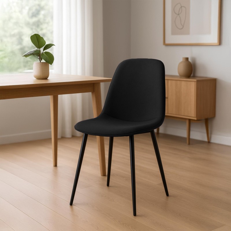 Silla de comedor Maryam en tela negra