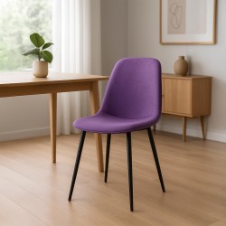 Silla de comedor Maryam en tela morada