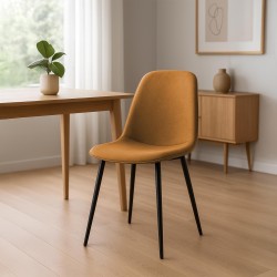 Silla de comedor Maryam en tela naranja
