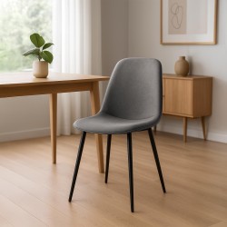 Silla de comedor Maryam en tela gris claro