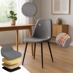 Silla de comedor Maryam en tela gris claro Silla de comedor Maryam en tela gris claro