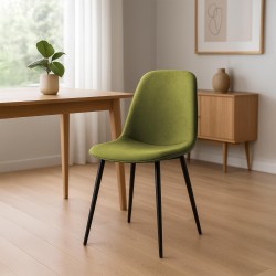 Silla de comedor Maryam en tela verde