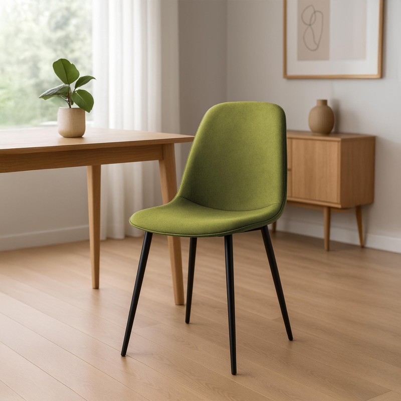 Silla de comedor Maryam en tela verde Silla de comedor Maryam en tela verde
