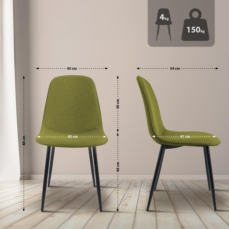 Silla de comedor Maryam en tela verde