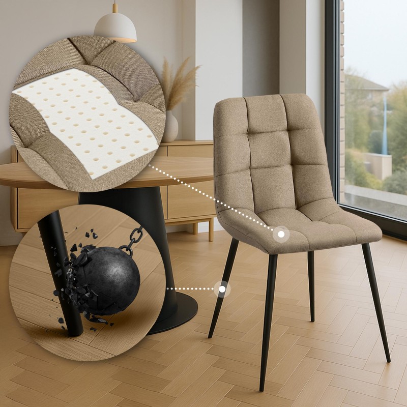 Silla de comedor Antibes en tela color topo