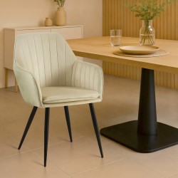 Silla de comedor Cheryl en terciopelo negro y crema