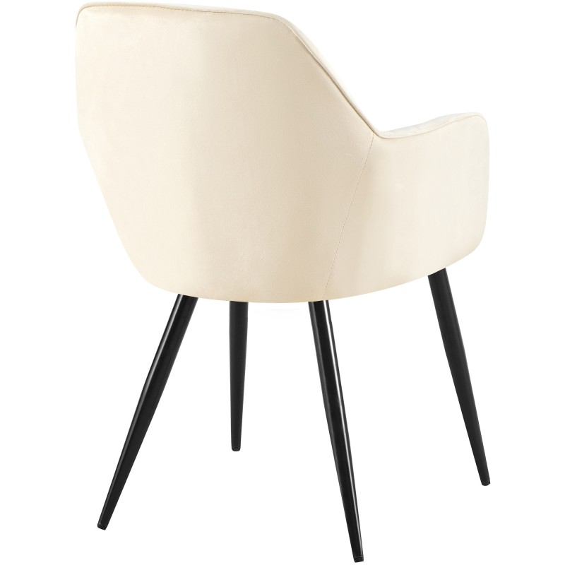 Silla de comedor Cheryl en terciopelo negro y crema