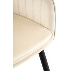 Silla de comedor Cheryl en terciopelo negro y crema