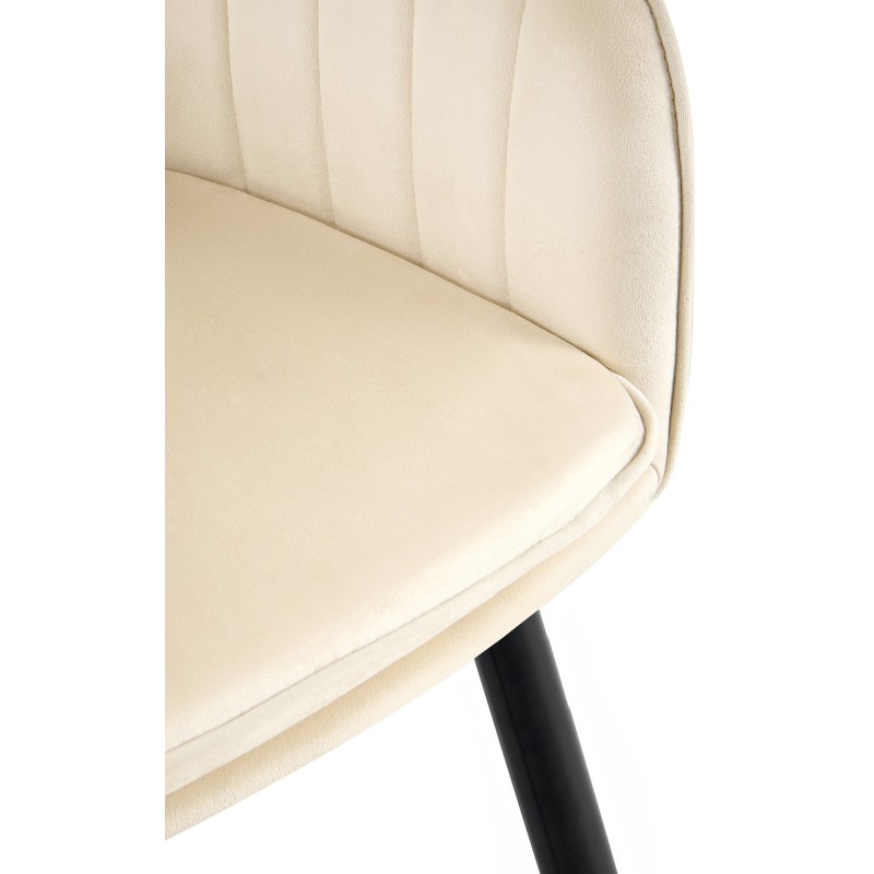 Silla de comedor Cheryl en terciopelo negro y crema
