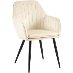 Silla de comedor Cheryl en terciopelo negro y crema