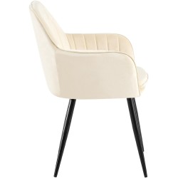 Silla de comedor Cheryl en terciopelo negro y crema