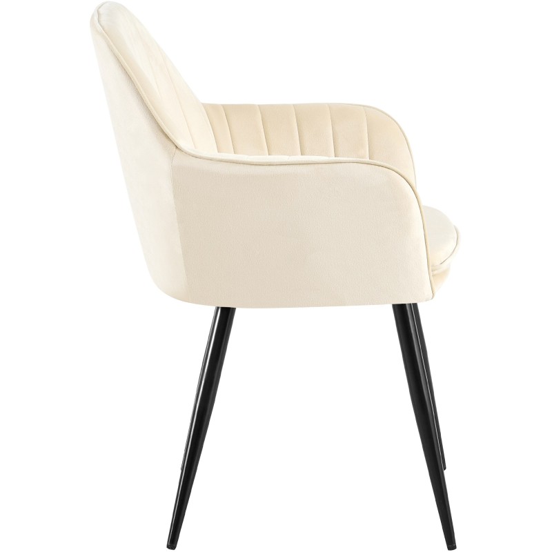 Silla de comedor Cheryl en terciopelo negro y crema