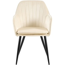 Silla de comedor Cheryl en terciopelo negro y crema
