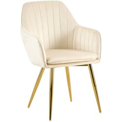Silla de comedor Cheryl en terciopelo color crema y dorado
