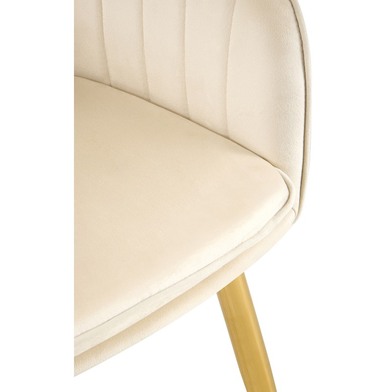 Silla de comedor Cheryl en terciopelo color crema y dorado