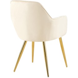 Silla de comedor Cheryl en terciopelo color crema y dorado