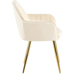 Silla de comedor Cheryl en terciopelo color crema y dorado