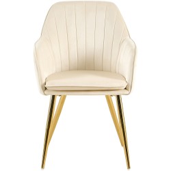 Silla de comedor Cheryl en terciopelo color crema y dorado