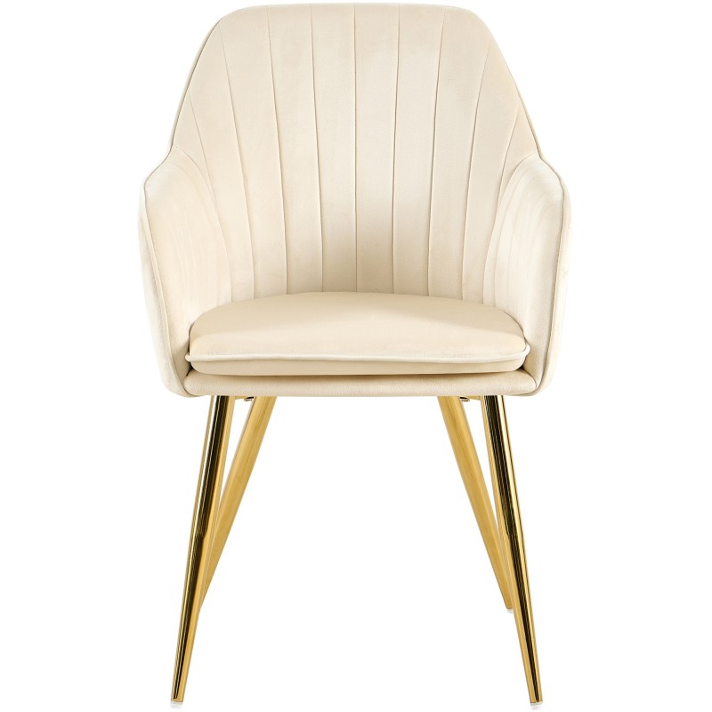 Silla de comedor Cheryl en terciopelo color crema y dorado