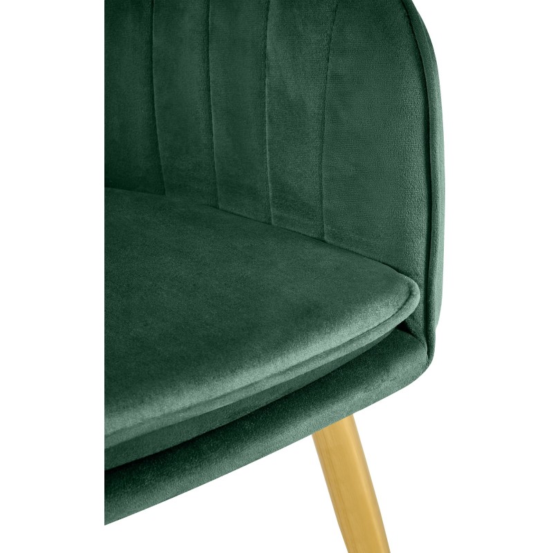 Silla de comedor Cheryl en terciopelo verde y dorado