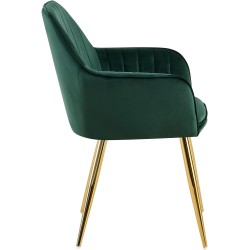 Silla de comedor Cheryl en terciopelo verde y dorado