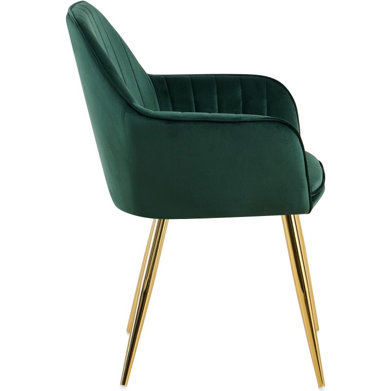 Silla de comedor Cheryl en terciopelo verde y dorado