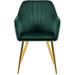 Silla de comedor Cheryl en terciopelo verde y dorado