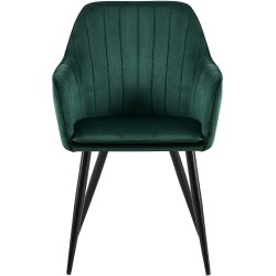 Silla de comedor Cheryl en terciopelo negro y verde